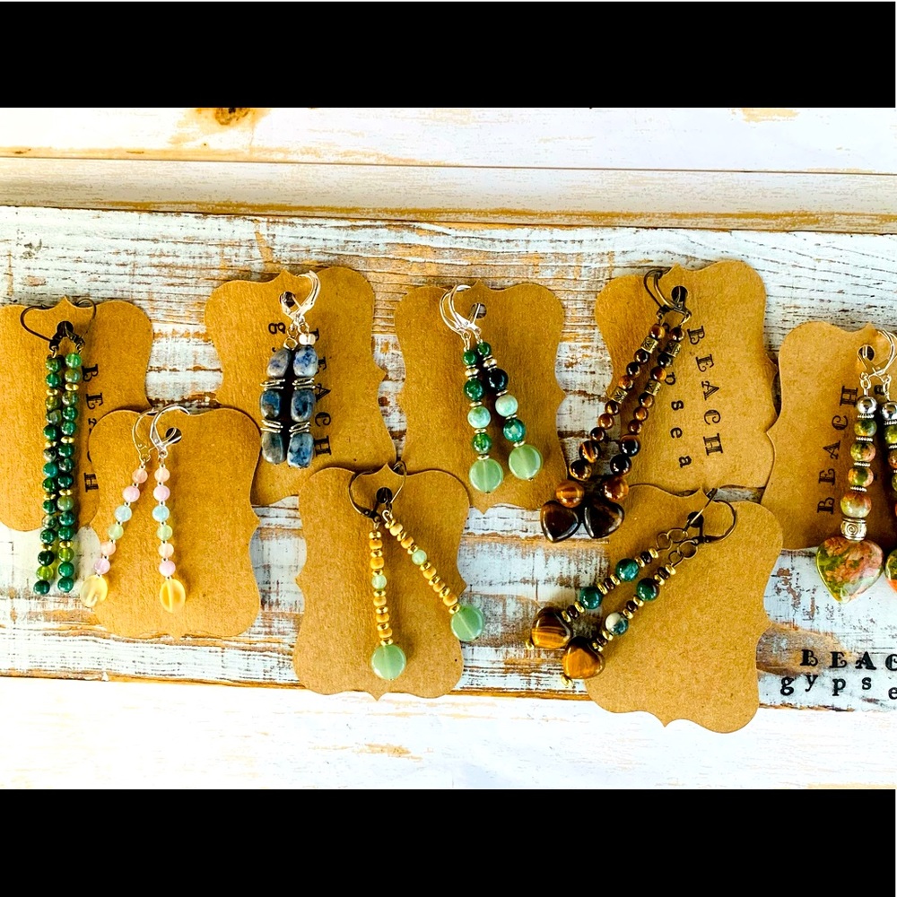 Healing Stone Earrings Gemstone drop earrings